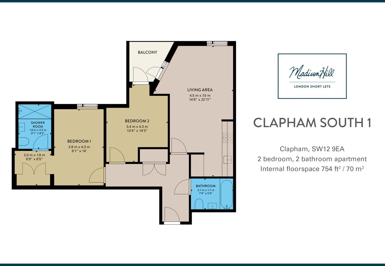 Apartment in London - Madison Hill - Clapham South 1 - Two bedroom flat 